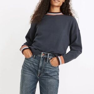 NWT MADEWELL Cotton Mockneck Sweatshirt Pullover Long Sleeve Small Navy blue